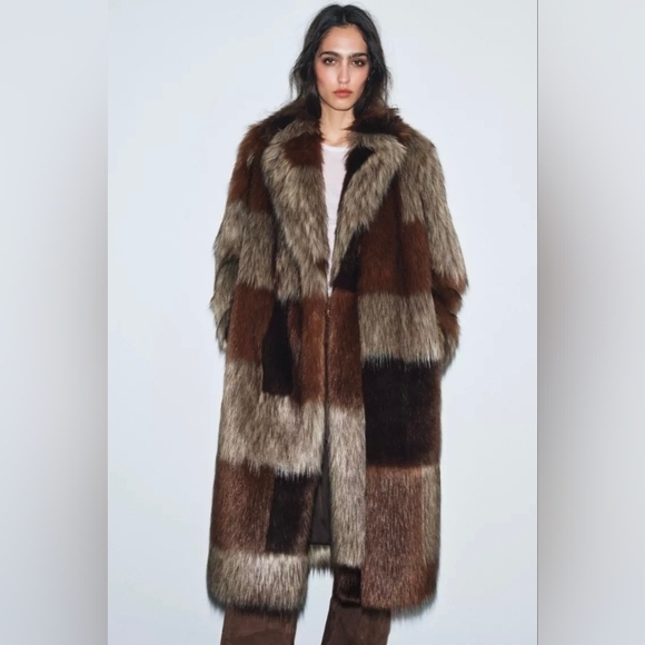 Zara Jackets & Blazers - Zara Brown Patchwork Teddy Jacket